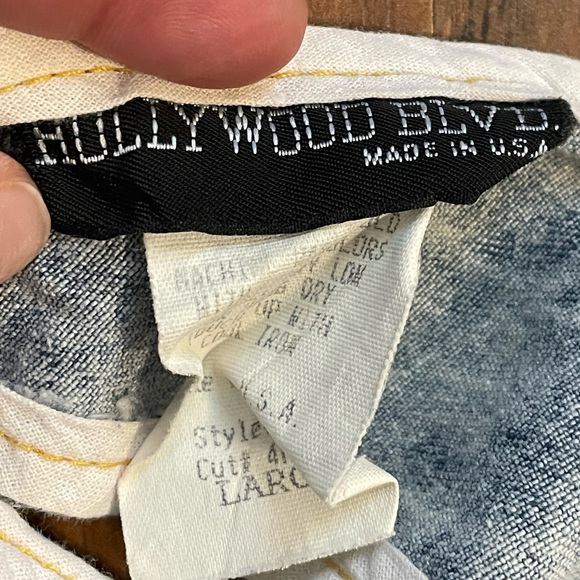 Vintage Hollywood Blvd Acid Wash Racerback Denim Dress Button Front Pockets L - Picture 9 of 10